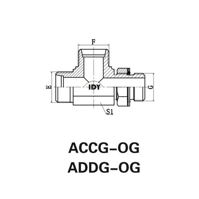 Bspp thread adjustable studend with o-ring sealing run tee