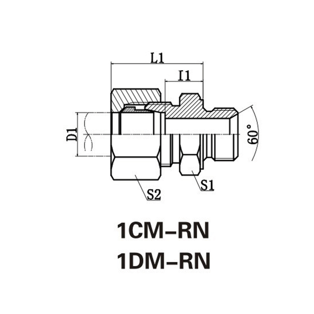 Metric male 6o° seat sealingor bonded seal stud ends