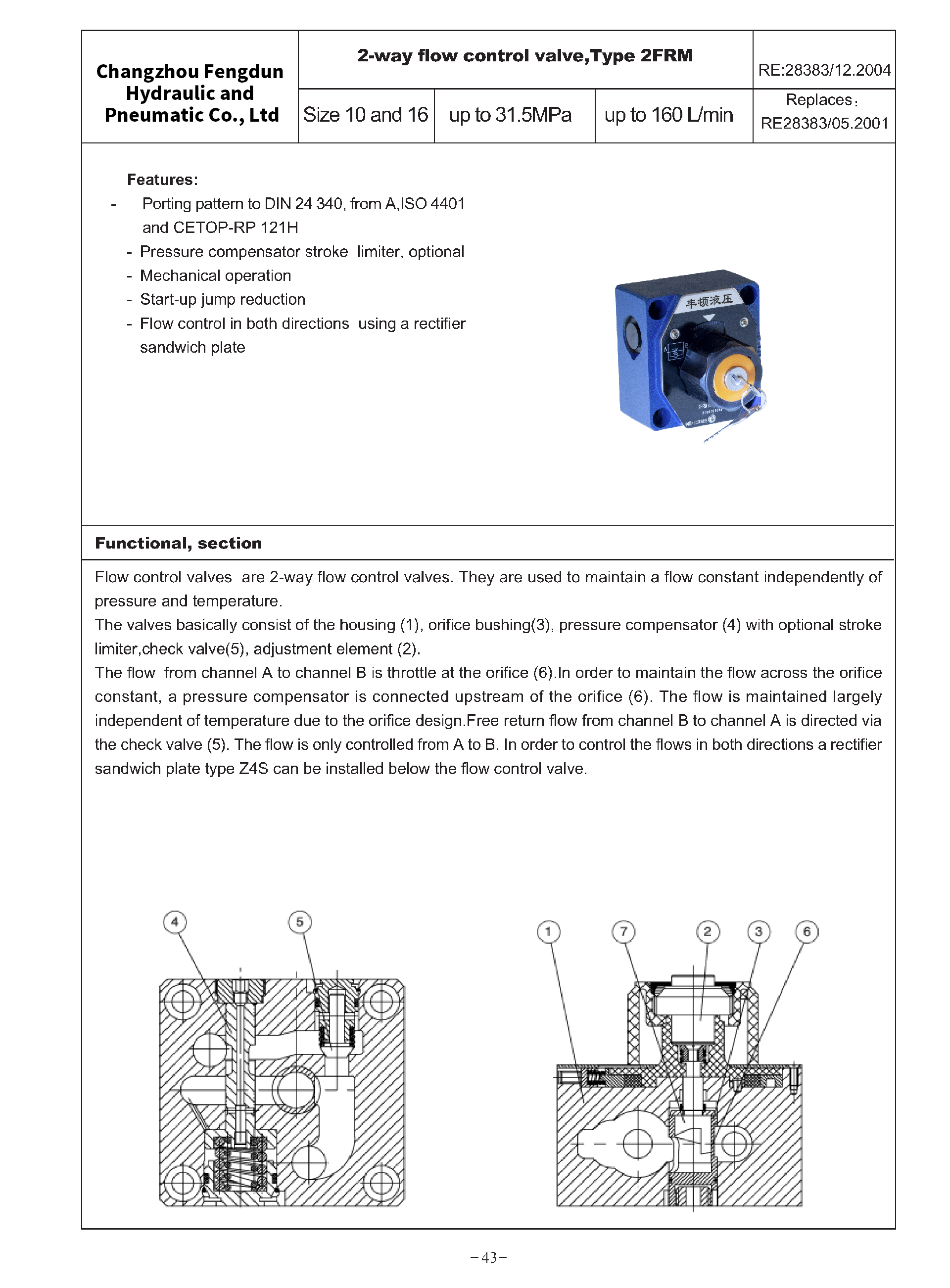 2FRM10,16 type flow control valve