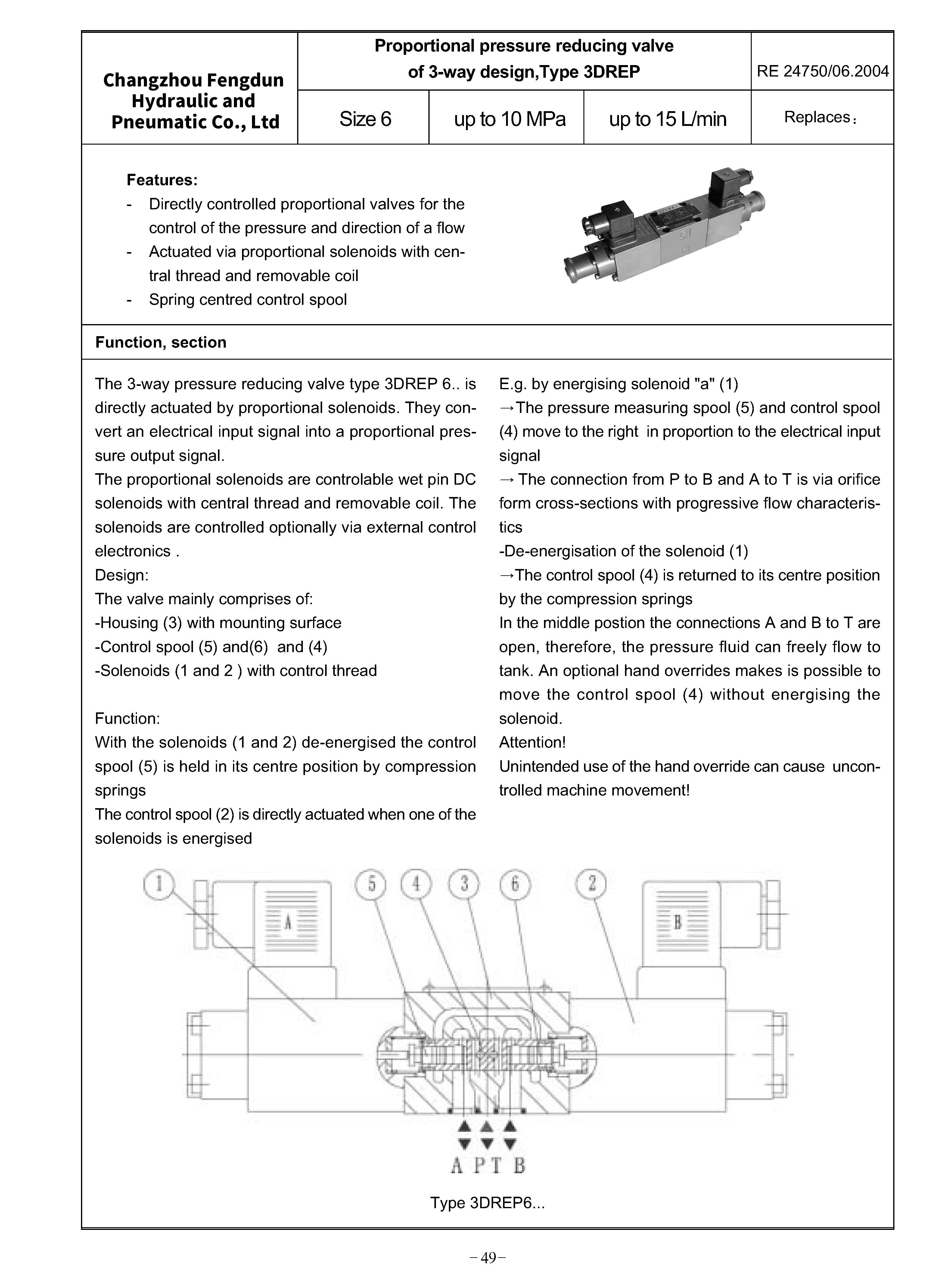 3DREP6 type type Preprotional pressure reducing valves