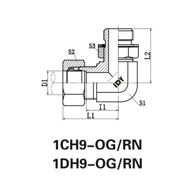 90° Elbow metric male threadadjustable stud ends 