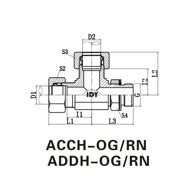 Metric male adjustablestud end iso 6149 run tee