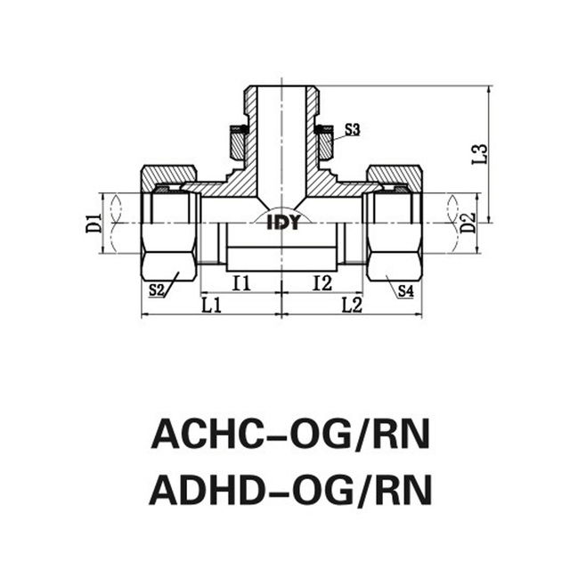 Metric male adjustable studend iso 6149 branch tee