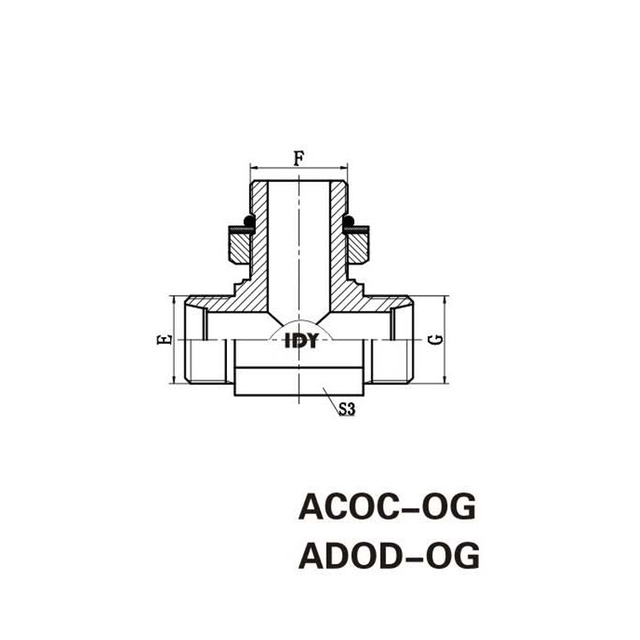 Un、unf thread adjustablestud ends with o-ring sealing branch tee