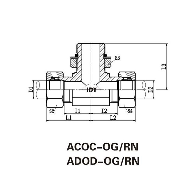 Un、unf thread adjustablestud ends with o-ring sealing branch tee