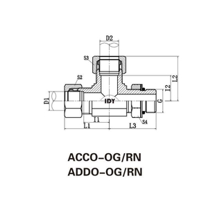 Un、unf thread adjustablestud ends with o-ring sealing run tee