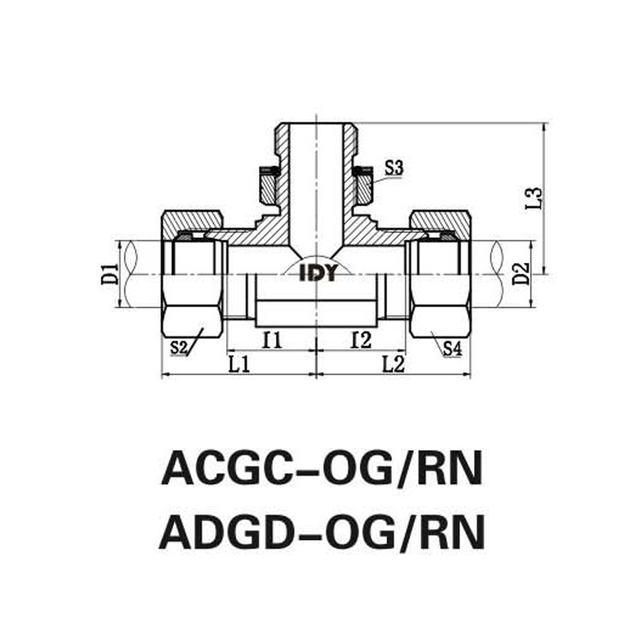Bsp thread adjustable stud endswith o-ring sealing branch tee